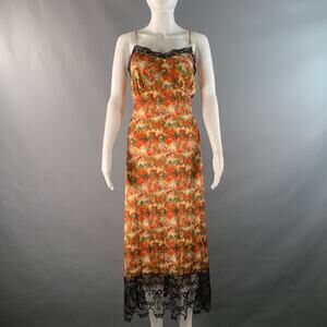 SIMONE ROCHA Size 8 Multi-Color Black Polyester / Elastane Floral Slip Dress